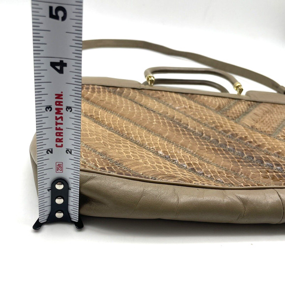 Vintage 70s Bags by Supreme Beige Leather & Python Skin Top Handle Shoulder Bag - Picture 16 of 16